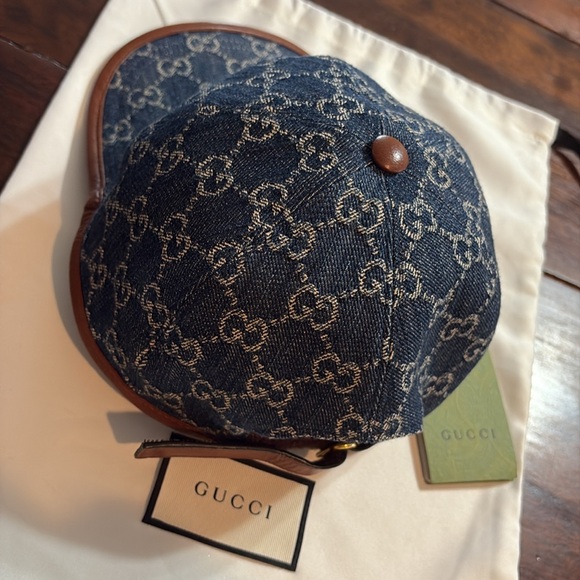 GUCCI Denim/Leather Ophidia Baseball Cap/M main image 8